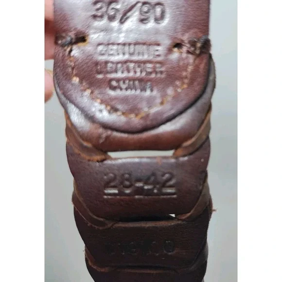 Reward By Bill Adler Brown Genuine Leather Belt Chain Link Size 36/90 - 28-43 - Picture 5 of 10